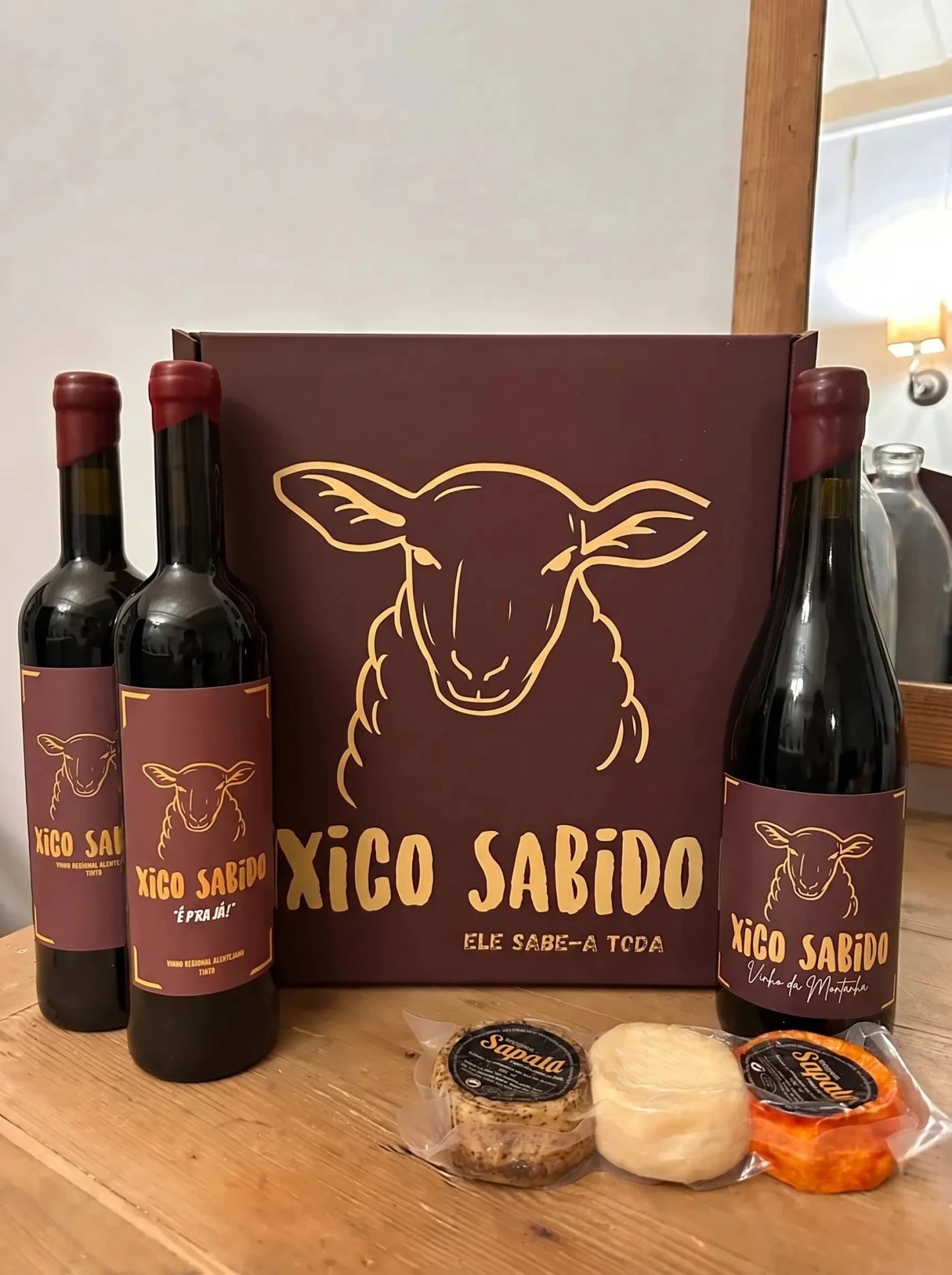 Caixa Sabido Premium: 3 Vinhos + 3 quejos especiais - Xico Sabido